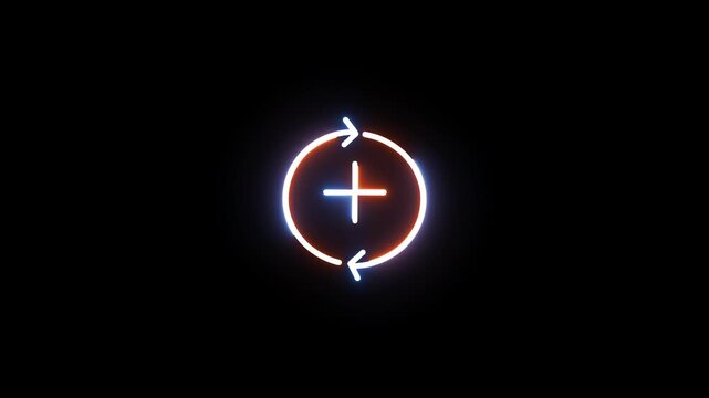 Neon line plus symbol icon animation background.
