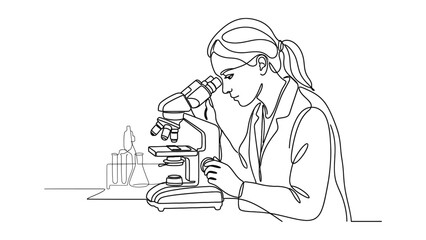 Fototapeta premium Woman using a microscope in laboratory.