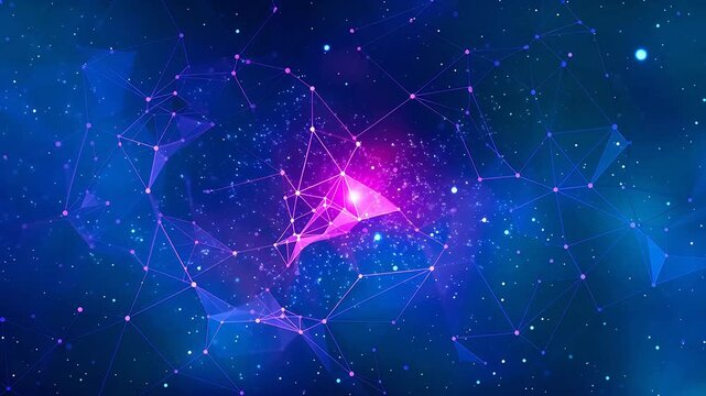 Digital purple blue point line starry sky abstract background
