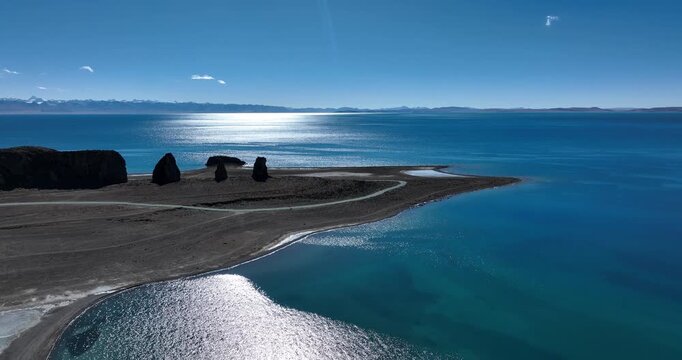 Landscape in high altitude lakeside in tibet, China 