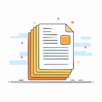 Stack of Documents with Text and Box