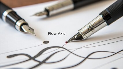 Fototapeta premium Elegant Writing Instruments with Ink Flow on Paper Surface