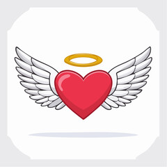 Naklejka premium Heart with Wings and Halo