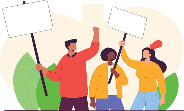 Protesters with raised fists and signs raised fist blank sign protest sign demonstration sign protest march