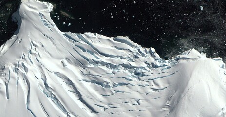 Satellite View Antarctic Glacier Calving Icebergs Southern Ocean © Aerial View