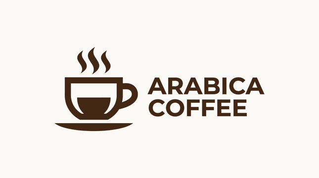 Arabica Coffee Logo Design with Steaming Cup.