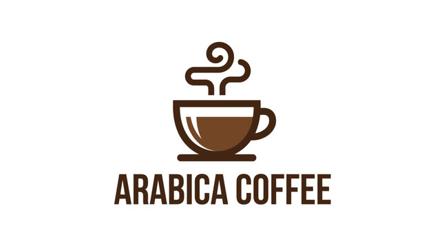 Arabica Coffee Logo Design with Steaming Cup.