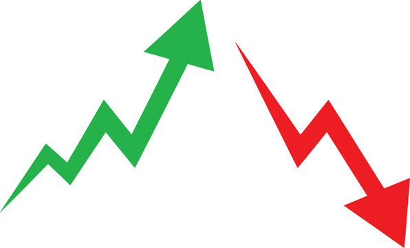 Up and down arrow trend line graph illustration Vector