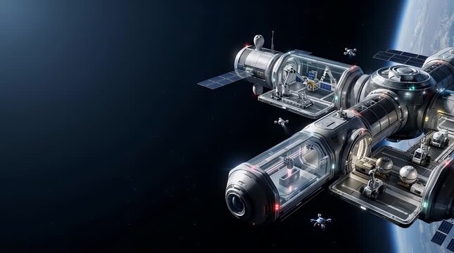 Futuristic Space Station with Advanced Technology
