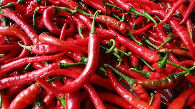 Fresh Red Chili Peppers at the Market