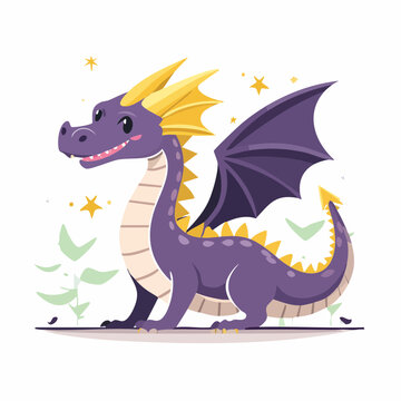 Cute Purple Dragon Illustration
