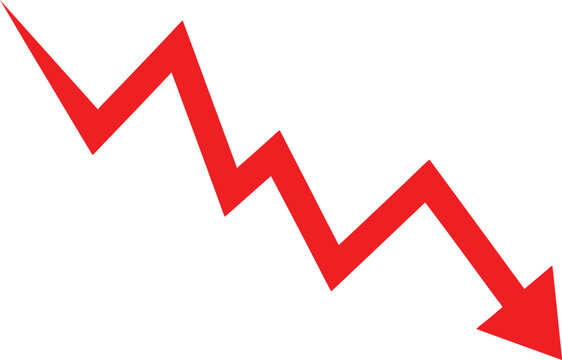 Red downward zigzag arrow vector illustration Vector