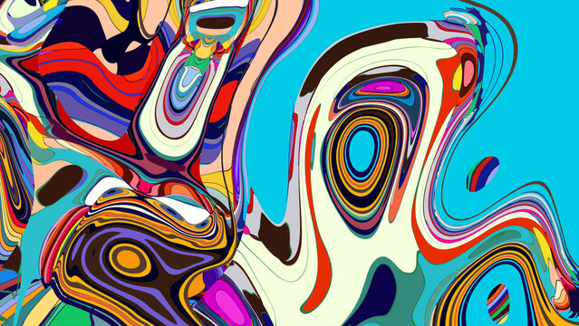 Colorful abstract fluid art with vibrant swirling patterns