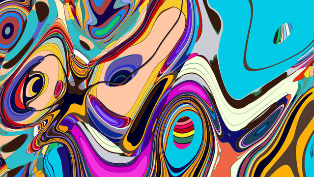 Vibrant abstract digital artwork with swirling colorful patterns