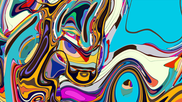 Colorful abstract psychedelic swirl pattern with vibrant dynamic shapes