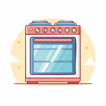 Cartoon Illustration of a Modern Kitchen Stove