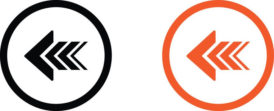 Modern left arrow icon with gradient and circle border Vector