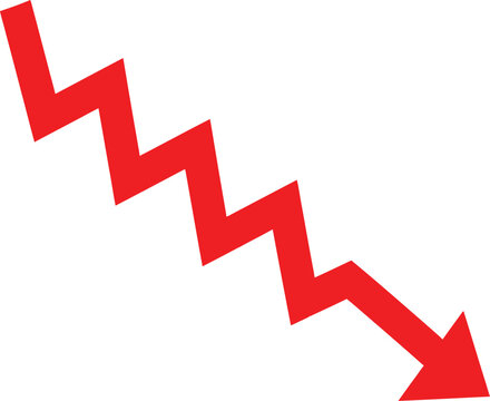 Red downward zigzag arrow vector icon Vector