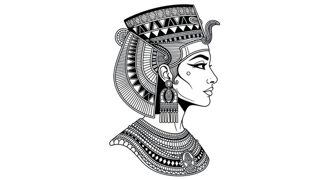 Egyptian Queen Cleopatra Profile Illustration