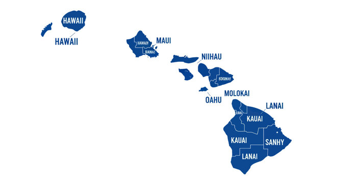Map of Hawaiian Islands with Labels