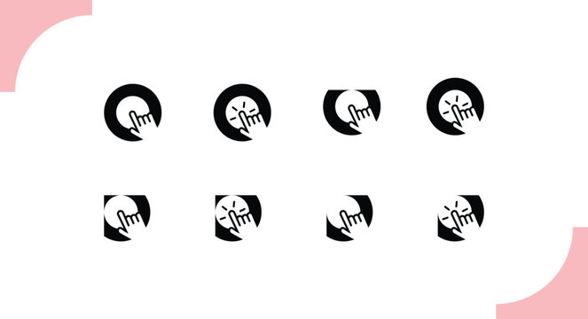 Negative Space Click Hand Logo Icon Vector