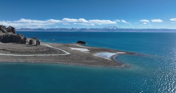 Landscape in high altitude lakeside in tibet, China 