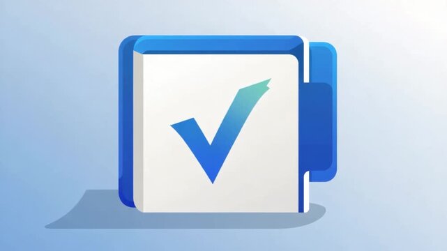 Blue checkmark on a white square icon on blue background