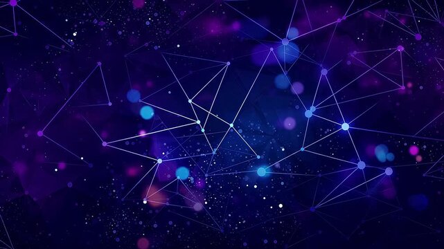 Digital purple blue triangle starry sky abstract background