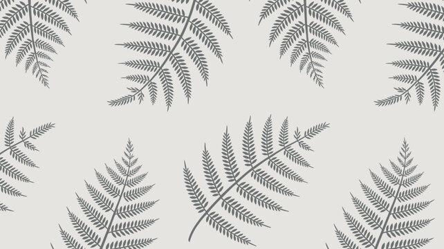 Seamless Grey Fern Leaf Pattern