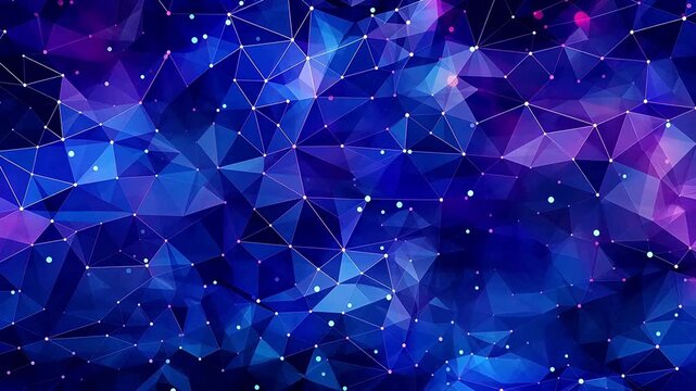 Digital purple blue triangle starry sky abstract background