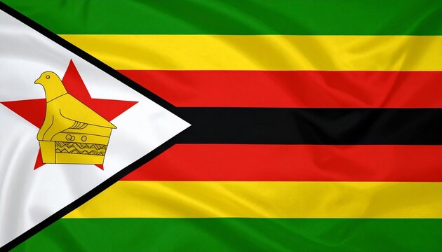 "Zimbabwe national flag with bird and star"
