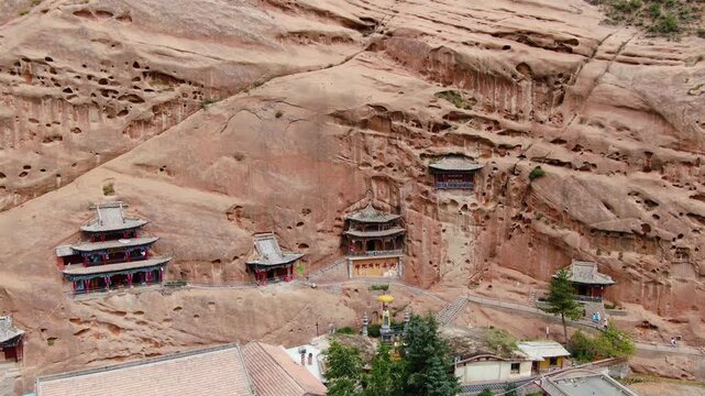 Mati Temple Grottoes cliffside Buddhist temples in Zhangye Gansu China in Mati Temple Grottoes, Zhangye, Gansu, China