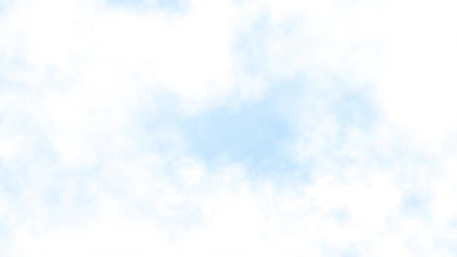 Flying through seamless looping animation of into the blue sky with 3D dynamic transforming clouds.	