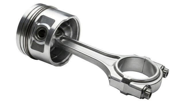 High-Detail Piston and Conrod for Modern Engine Design Isolated on Transparent PNG Background