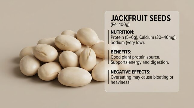 Jackfruit seeds with nutritional information on benefits and drawbacks for healthy eating and digestion