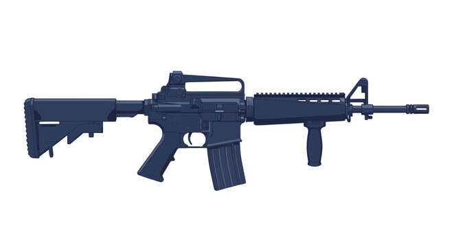 Modern Assault Rifle Silhouette - Military Weapon Icon