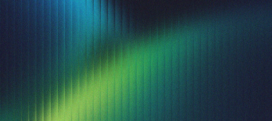 Fototapeta premium Blue and green neon glow on dark grainy background with verticality.