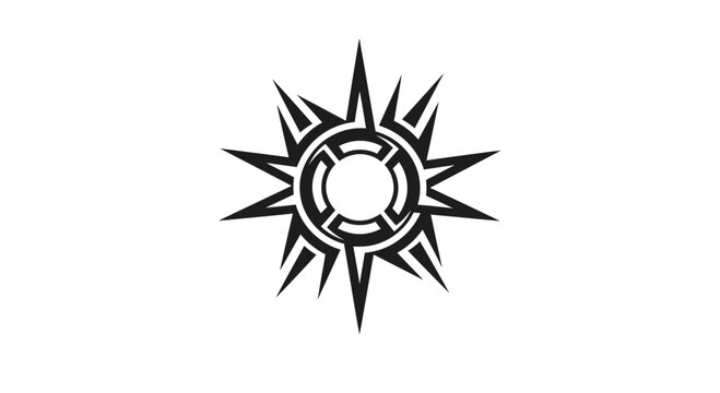Black sun symbol with rays.