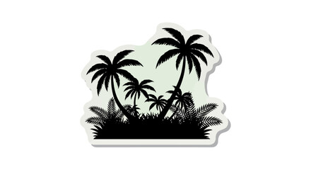 Obraz premium Silhouette Tropical Palm Trees and Jungle Foliage on a Faded Background
