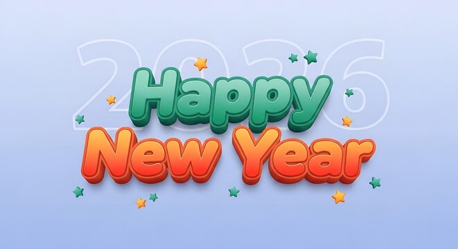 Fresh Happy New Year Green Foliage Design