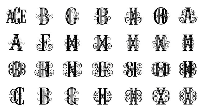 Ornate Monogram Letters Collection - Decorative Alphabet Symbols