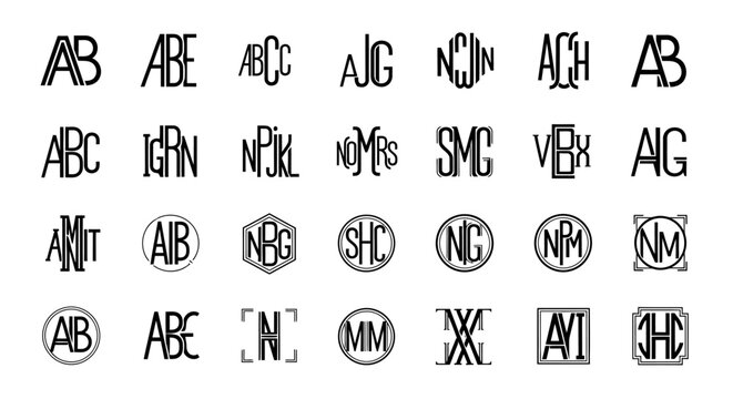 Collection of Monograms and Initials in Various Fonts and Designs