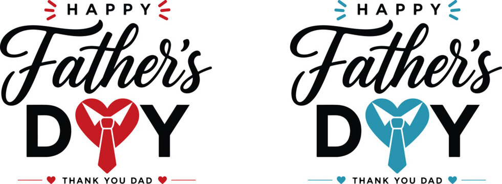 Happy Fathers Day greeting with tie and hearts design