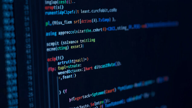 Source code of a software program on black screen