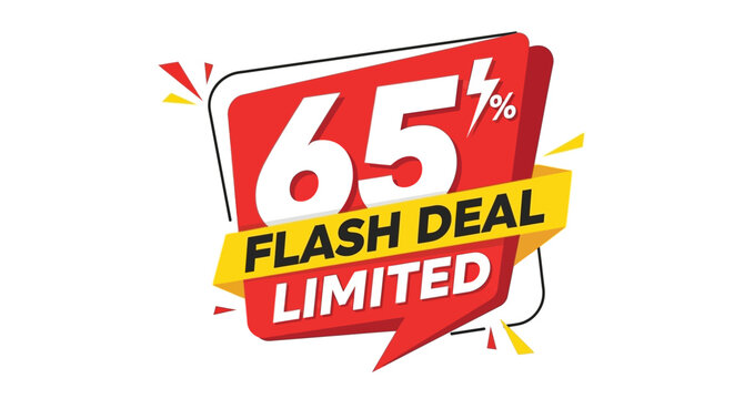 65% Flash Sale Limited Offer - Discount Badge with Price Reduction