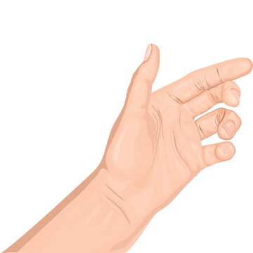Hand reaches upward with fingers extended to represent a gesture of grasping or holding something intangible in this clear digital illustration that provides ample copy space for graphic design.