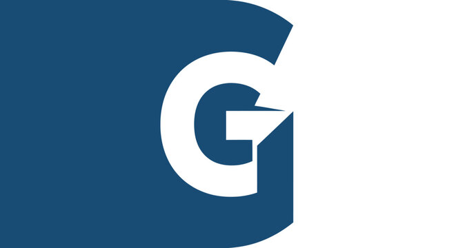 Abstract G Letter Logo Design, Modern Geometric Graphic, Blue and White