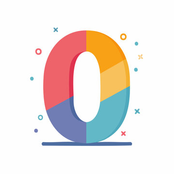 Colorful Number 0 Icon with Geometric Shapes
