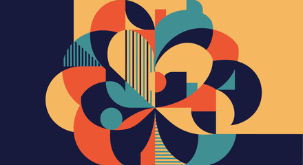 Abstract Geometric Flower Shape with Mid-Century Modern Design © Wahyu