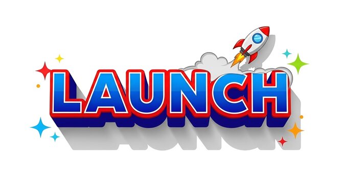 Rocket Launch Business Startup 3D Text Effect